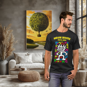 Camiseta Alienígena Neon Blanco – Criatura de Arte Pop Funk