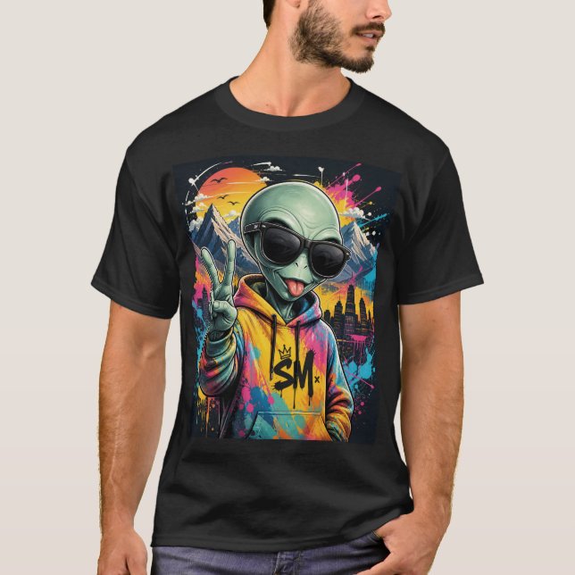 Camiseta Alienígena Pequeño Amigo Espacial (Anverso)