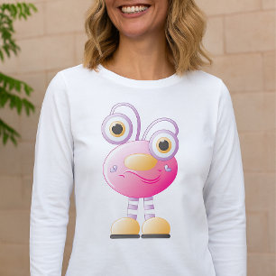 Camiseta Alienígena Rosa Cute Con Ojos Grandes