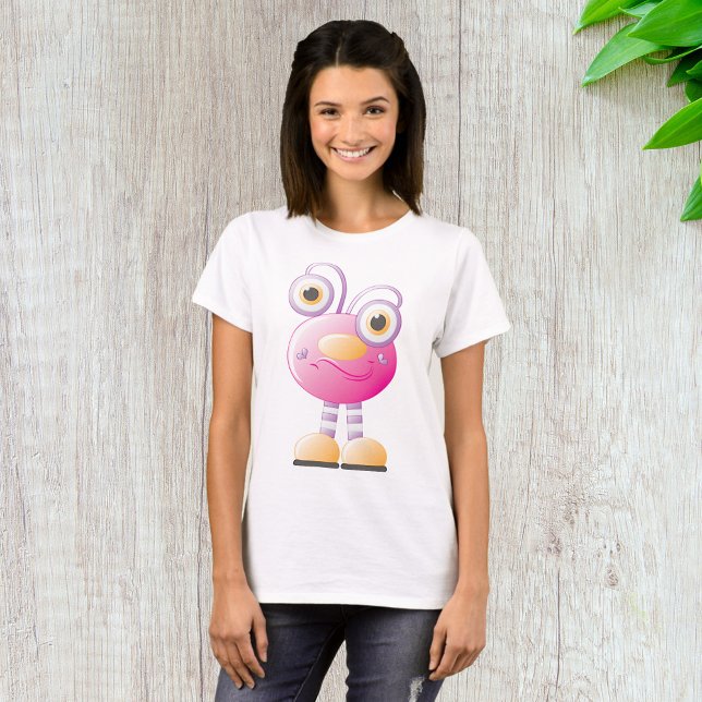 Camiseta Alienígena Rosa Cute Con Ojos Grandes (Subido por el creador)
