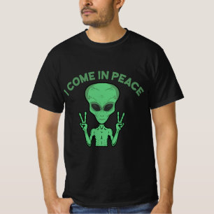 Camiseta Alienígena Verde Que Vengo En Paz OVNI Extraterres