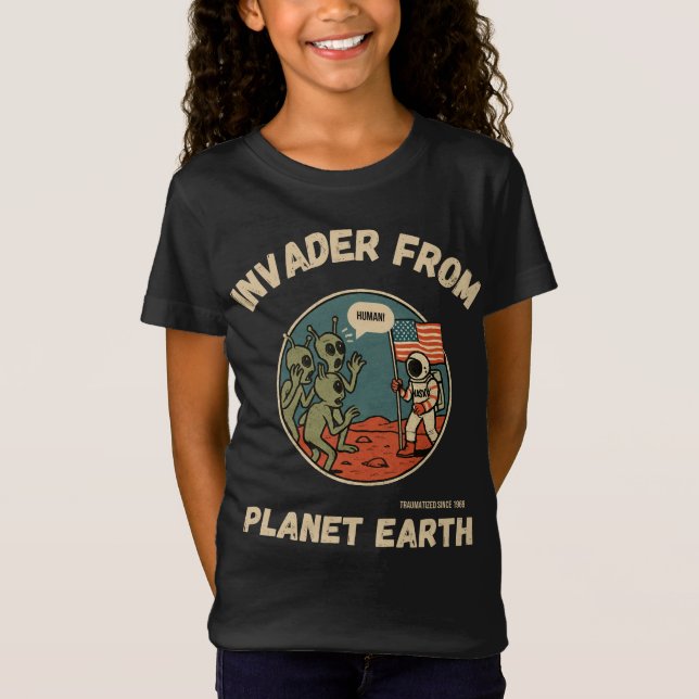 Camiseta Alienígenas graciosos y astronautas en el espacio (Anverso)