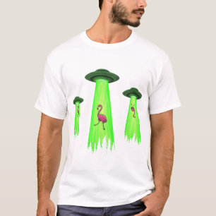 Camiseta Alienígenas roban flamencos rosas en la noche es d