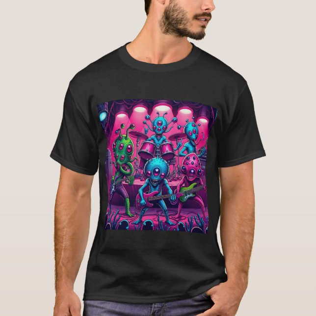 Camiseta Alienígenas tocando música en el escenario (Anverso)