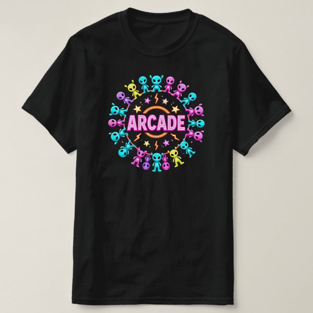 CAMISETA ALIENS DE ARCADE (Diseño del anverso)