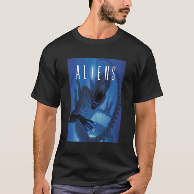 Camiseta Aliens Xenomorph Blue Light (Anverso)
