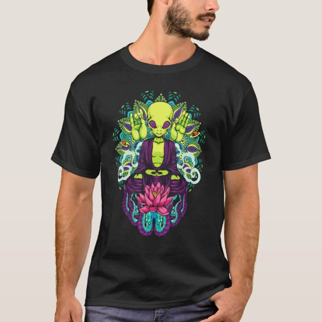 Camiseta Alienwa Mediadora Alien Mandala Flor Rosa Lotus (Anverso)