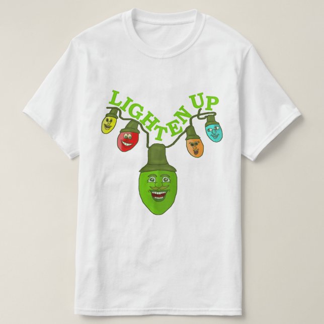 Camiseta Aligere para arriba las luces del árbol del dibujo (Diseño del anverso)