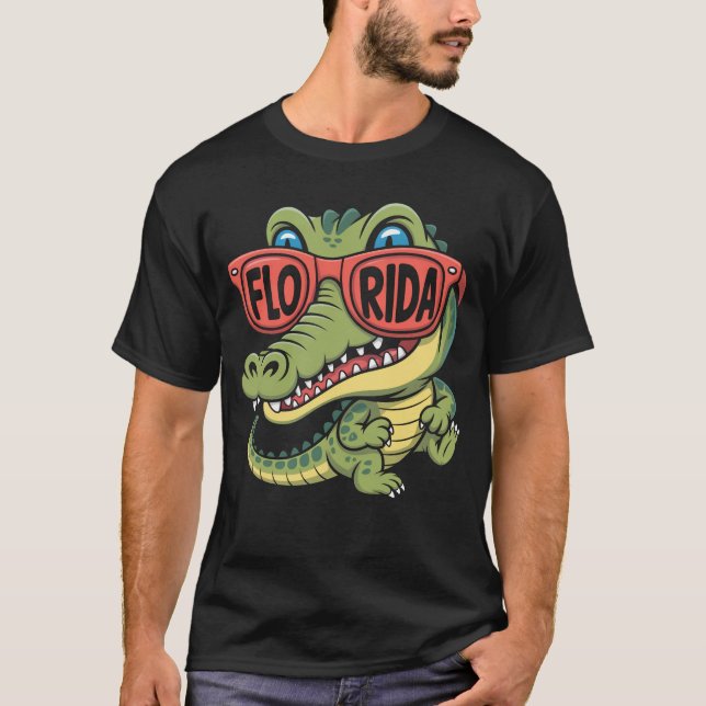 Camiseta Aliligador de Florida usando gafas de sol (Anverso)