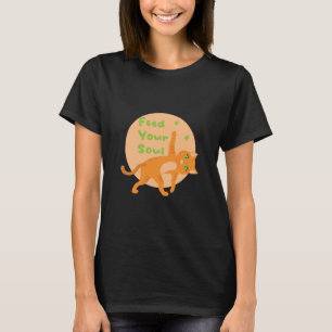 Camiseta Alimenta tu alma Kawaii naranja gato gracioso haci