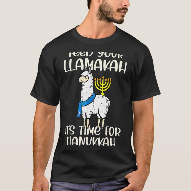 Camiseta Alimenta tu Llamakah Llama Hanukkah Pajamas Chanuk (Anverso)