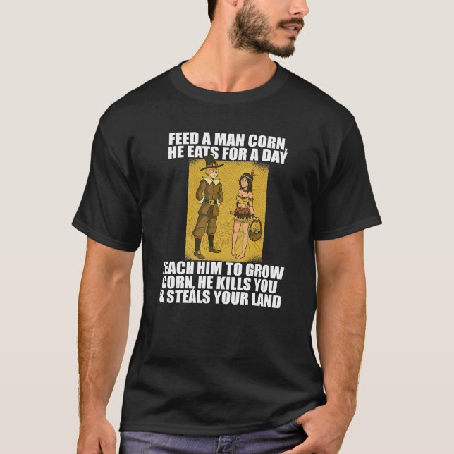 Camiseta ALIMENTACIÓN HOMBRE CORN Anti Acción de Gracias TS (Anverso)