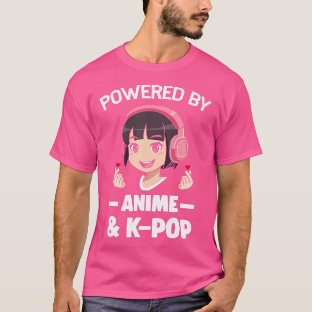 Camiseta Alimentado Por Anime K-Pop Anime K-Pop (Anverso)