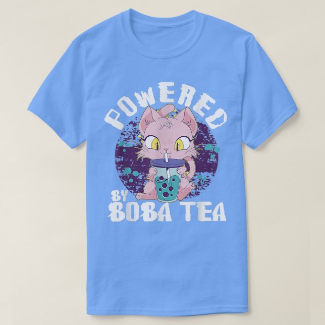 Camiseta Alimentado por Boba Tea Anime Cat  (Diseño del anverso)