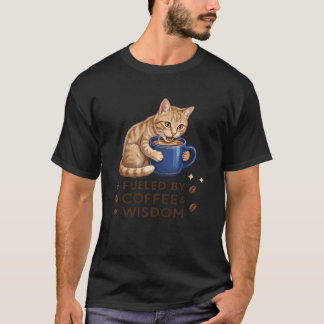 Camiseta Alimentado Por Café Y Sabiduría Gato Tabby Adorabl