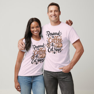 Camiseta Alimentado por Café y Siestas de Gato