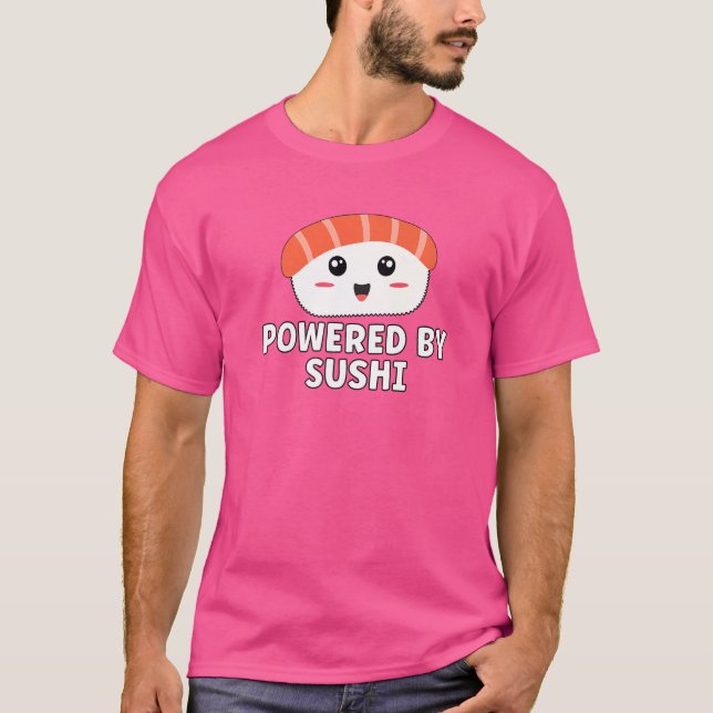 Camiseta Alimentado por comida asiática sushi (Anverso)