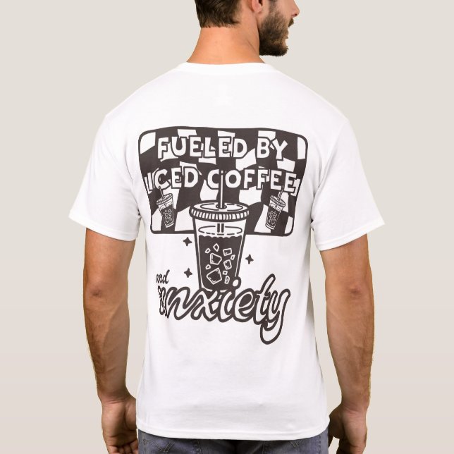 Camiseta Alimentado por el café helado y el café gracioso d (Reverso)