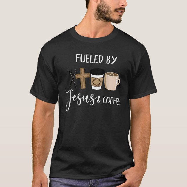 Camiseta Alimentado Por El Café Jesús (Anverso)