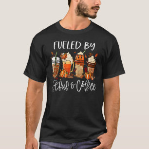 Camiseta Alimentado Por El Café Jesús Cafeína Día De Acción