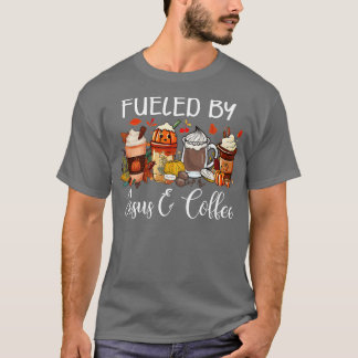 Camiseta Alimentado Por El Café Jesús Cafeína Lover Acción