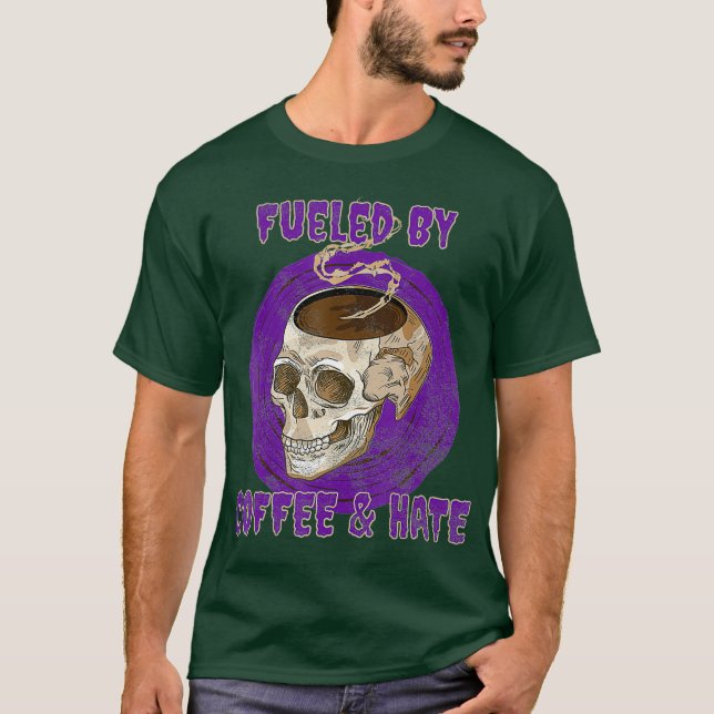 Camiseta Alimentado por el café y el odio Misántropo se eno (Anverso)