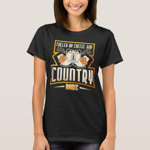 Camiseta Alimentado por el café y la música country