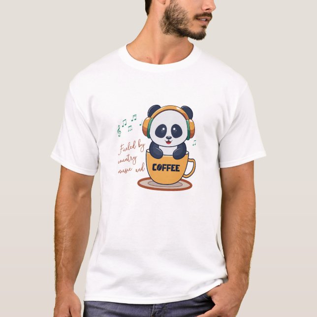 Camiseta alimentado por el café y la música country (Anverso)