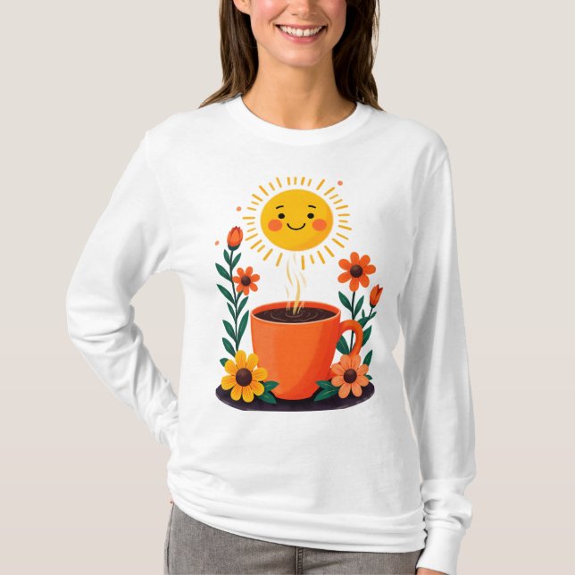 Camiseta Alimentado por el café y la positividad (Anverso)