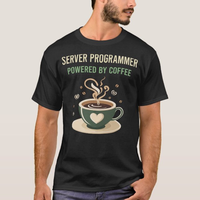 Camiseta Alimentado Por El Programador De Coffee Server (Anverso)