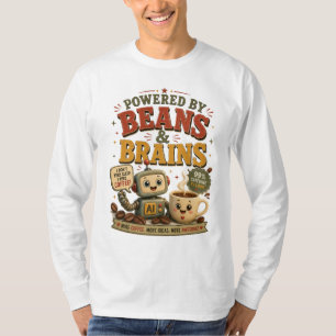 Camiseta Alimentado por Frijoles y Cerebros Robot de IA Div