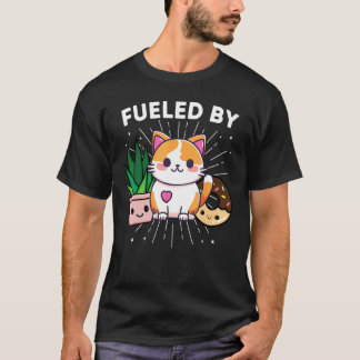 Camiseta Alimentado Por Gatos Plantas Donas Divertido