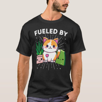 Camiseta Alimentado Por Gatos Plantas Libros Divertido