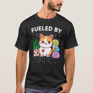 Camiseta Alimentado Por Gatos Plantas Macarrones Divertido
