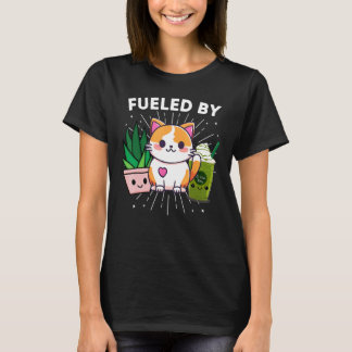 Camiseta Alimentado Por Gatos Plantas Té Verde Matcha Helad