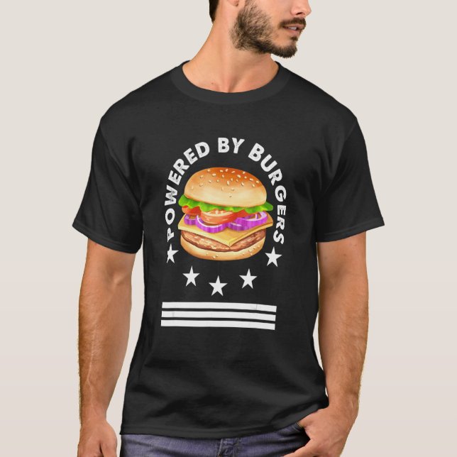 Camiseta Alimentado Por La Hamburguesa De Carne De Comida R (Anverso)