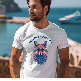 Camiseta Alimentado por la libertad, el lobo salvaje T-Shir