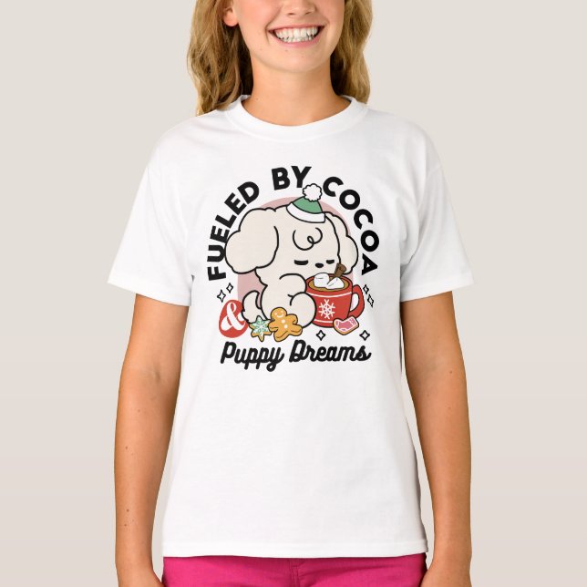 Camiseta Alimentado por los sueños de cacao y cachorro - Pe (Anverso)