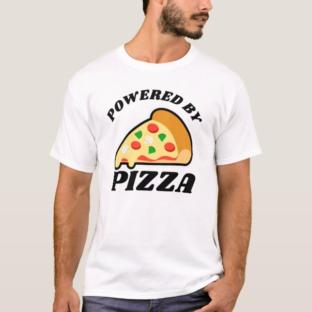 Camiseta 'Alimentado por pizza', amante de la pizza (Anverso)