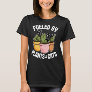 Camiseta Alimentado Por Plantas Gatos Cactus Jardinero Mamá