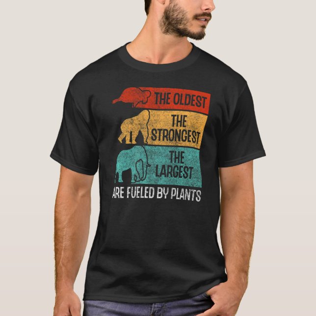 Camiseta Alimentado Por Plantas Tortugas Elefante Vegan Veg (Anverso)