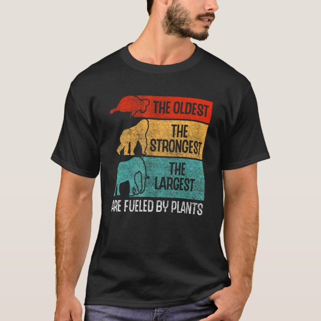 Camiseta Alimentado Por Plantas Tortugas Elefante Vegan Veg (Anverso)