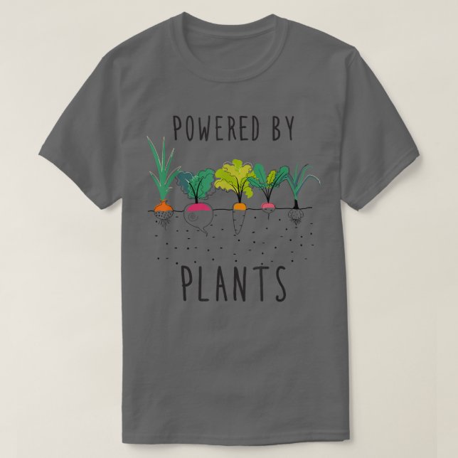 Camiseta Alimentado por plantas vegetarianas veganas (Diseño del anverso)