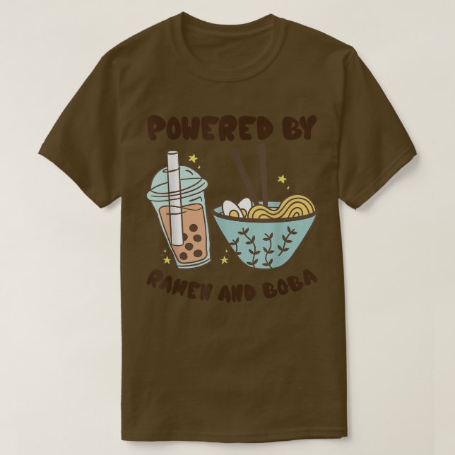 Camiseta Alimentado Por Ramen Y Boba Tea Anime De Comida Ja (Diseño del anverso)