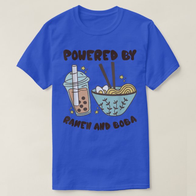 Camiseta Alimentado Por Ramen Y Boba Tea Anime De Comida Ja (Diseño del anverso)