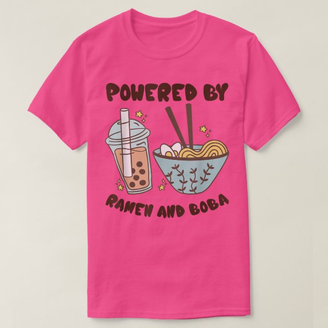 Camiseta Alimentado Por Ramen Y Boba Tea Anime De Comida Ja (Diseño del anverso)