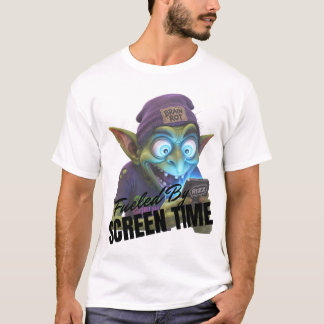 Camiseta Alimentado por tiempo frente a la pantalla