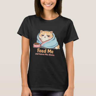 Camiseta Aliméntame y Déjame Solo Gato Dormilón Divertido