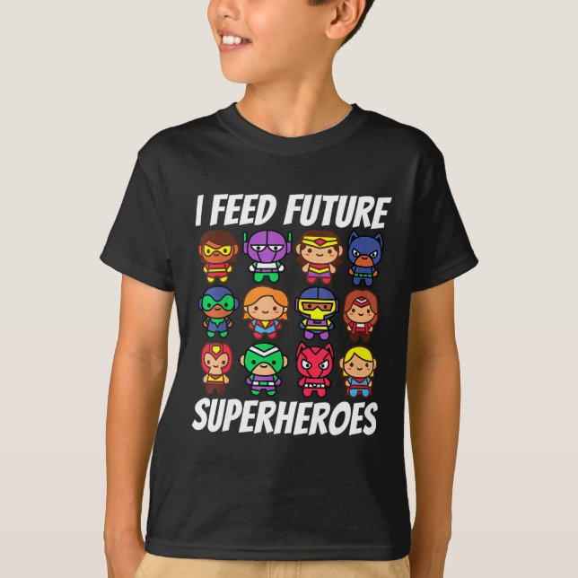 Camiseta Alimento a futuros superhéroes escolares Lunch Lad (Anverso)