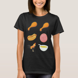 Camiseta Alimento de ala de pollo hot dog bolonia y macarro